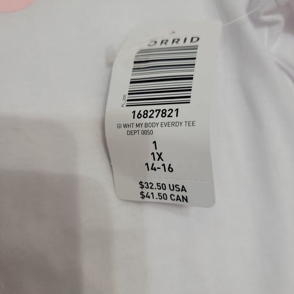 Torrid NWT Size 1X ALL BODIES ARE GOOD BODIES‎ white pink tshirt short sleeve - Picture 5 of 6